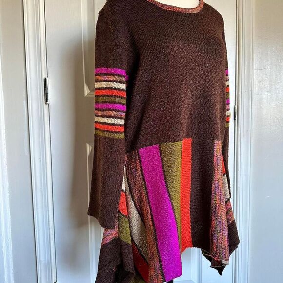 MIRROR IMAGE Women's Brown & Multicoloured Striped Sweater, Size Medium - Picture 3 of 8